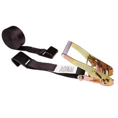 Us Cargo Control 2" x 27' Black Ratchet Strap w/ Black Flat Hook 5027FH-BLK